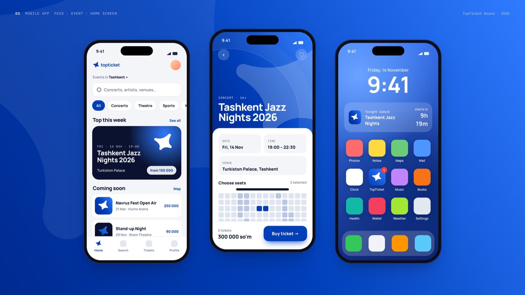 Mobile app screens